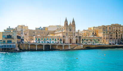 May 20, 2018. St. Julian, Malta. Amazing view of the Spinola bay and the town of St. Julian.