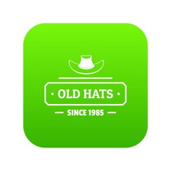 Poster - Old hat icon green vector isolated on white background