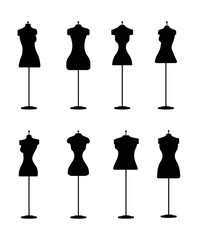 Poster - Silhouette of Fashion Dress Forms  - Vector Set of Mannequins for Different Body Types
