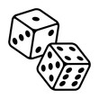 Pair of dice to gamble or gambling in craps line art vector icon for casino apps and websites