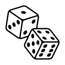 Pair Of Dice To Gamble Or Gambling In Craps Line Art Vector Icon For Casino Apps And Websites