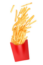 French Fries Flies Out In A Paper Cup Crashes Out