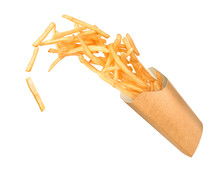 French Fries Flies Out In A Paper Cup Crashes Out