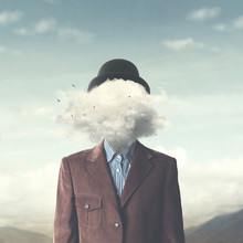 Surreal Concept Head In The Clouds