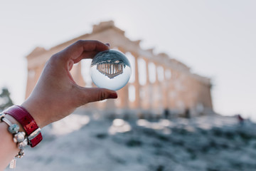 Acropolis through a glass ball