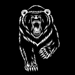 Canvas Print - Vector image of a polar bear on a black background.