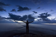 © sergeyonas - man with hands up on top of teide volcano at sunrise
