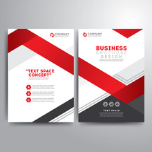 Business Brochure Template Red Gray Geometric Shapes
