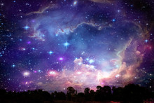 Galaxy Back On Night Cloud Sunset Sky Silhouette Dry Tree