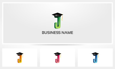 Wall Mural - Letter Alphabet J Graduation Hat Logo