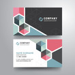 Modern business card with geometric hexagon blue pink color