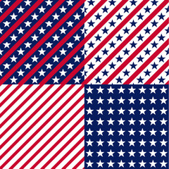Wall Mural - US stars and stripes seamless patterns