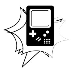 Canvas Print - video game console classic retro vintage vector illustration black and white