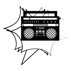 Wall Mural - boombox radio stereo cassette music retro vector illustration black and white