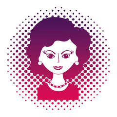 Poster - cute woman portrait retro style pop art vector illustration neon design