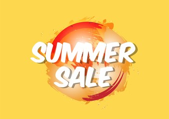 Aufkleber - Summer Sale with sun banner design for promotion on the yellow background. Vector illustration