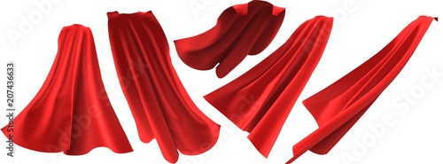 Fotomural Superhero red cape set on white background