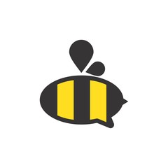 Sticker - bee logo. honey icon. fly symbol. vector eps 08.