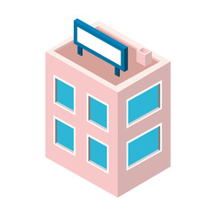 Sticker - store building exterior isometric icon vector illustration design