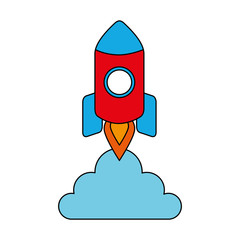 Wall Mural - start up rocket with cloud isolated icon vector illustration design