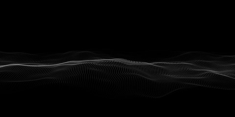 Fototapete - Abstract dots pattern. Dots waves. White dots on a black background. Vector background. Vector illustration