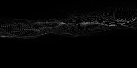 Fototapete - Abstract dots pattern. Dots waves. White dots on a black background. Vector background. Vector illustration