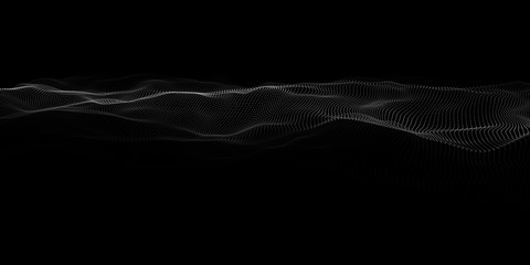 Fototapete - Abstract dots pattern. Dots waves. White dots on a black background. Vector background. Vector illustration