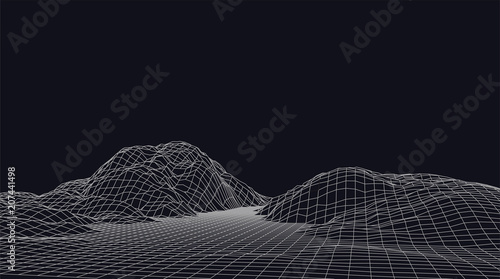 Fotomural Abstract vector wireframe landscape