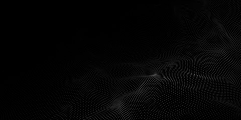Fototapete - Abstract dots pattern. Dots waves. White dots on a black background. Vector background. Vector illustration