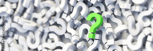Fotografía Green question mark on a background of white signs. 3D Rendering