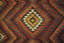 Texture Of Bedouin Traditional Wool Carpet With Geometric Pattern,Jordan