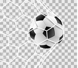 Fototapeta Sport - Fußball im Tor Netz isoliert transparenter Hintergrund
