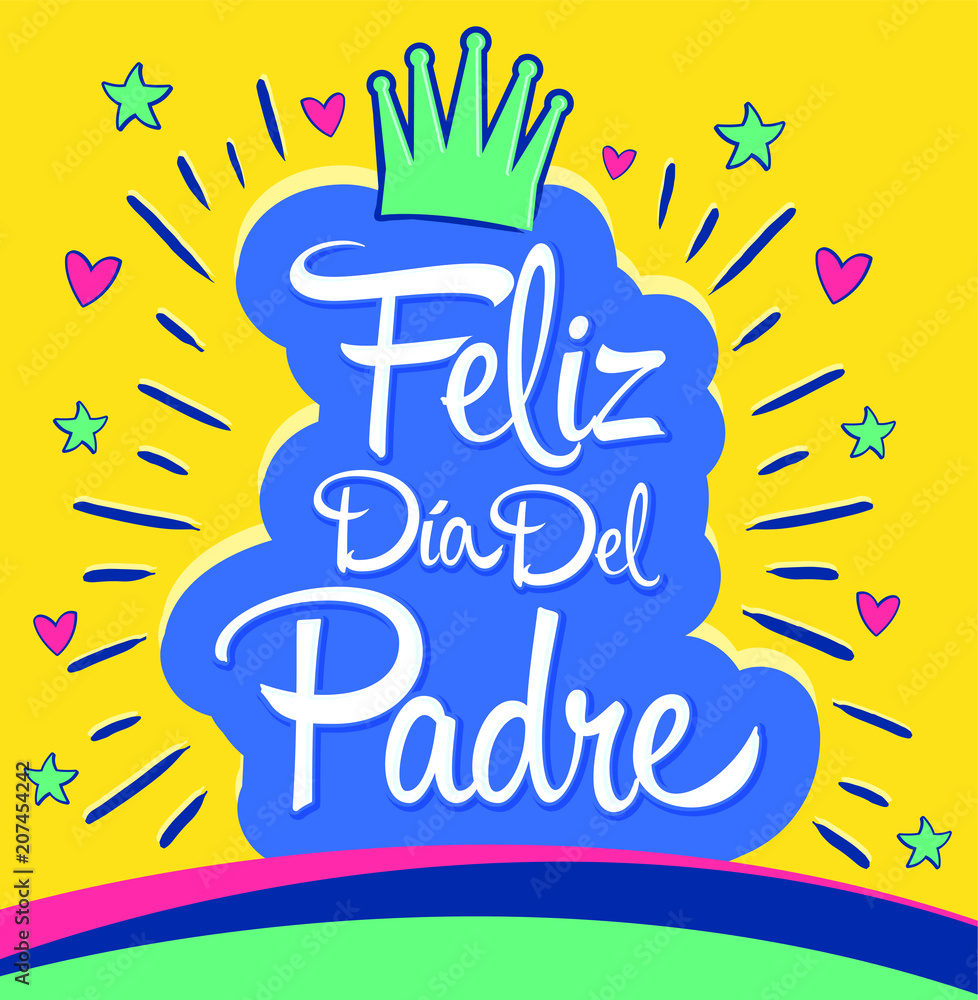 Vector de Stock Feliz Dia del Padre, Happy Fathers day spanish text ...