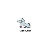 Lazy Bunny, Cute Gray Rabbit Sleeping Icon, Logo Design,, 48% OFF