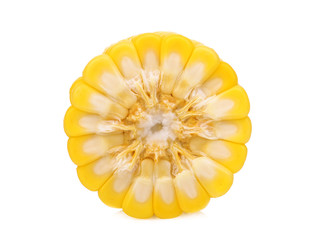 Wall Mural - half cut of raw corn isolated on white background