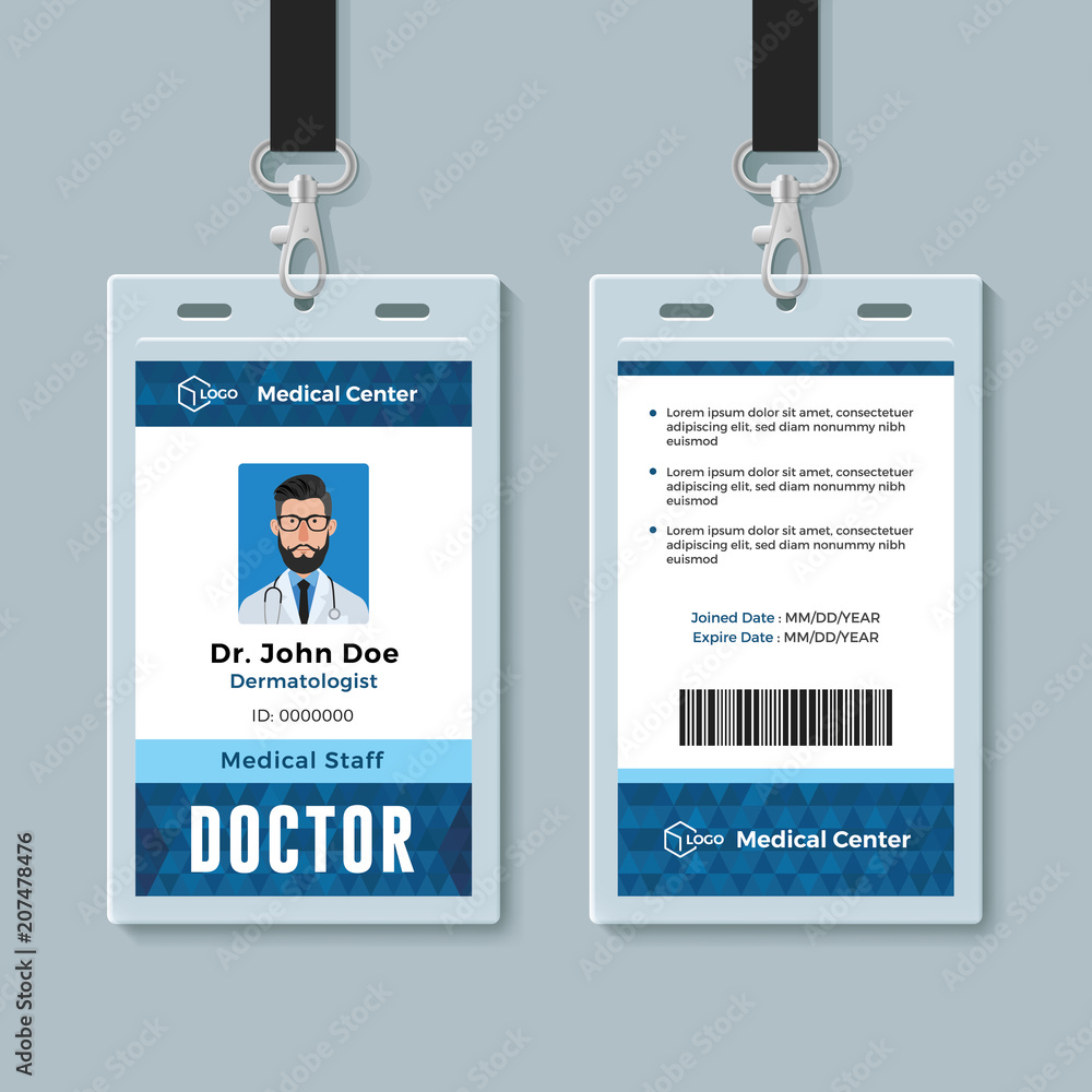 Doctor ID card. Medical identity badge design template Stock Vector ...