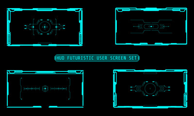 Leinwandbilder - HUD Futuristic Technology Interface Elements Panel Set Vector. Abstract Virtual Cyber Object Pack For Game App UI Illustration.