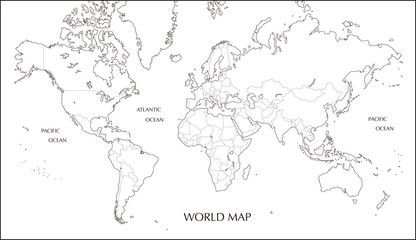 世界地図 メルカトル図法の白地図 Mapy Fotoplakaty 世界地図 メルカトル図法の白地図 Mapy Fotoplakaty