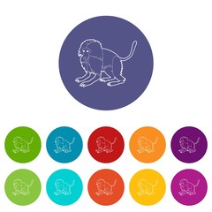 Sticker - Gelada monkey icons color set vector for any web design on white background