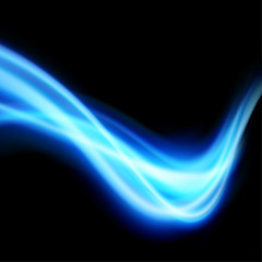 Wall Mural - internet bandwidth concept - blue speed light transparent wave lines over black