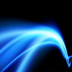 Wall Mural - speed flying blue wave light streaks perspective design over black background
