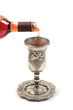 Wine poured into kiddush cup