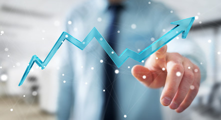 Aufkleber - Businessman using digital modern arrow 3D rendering