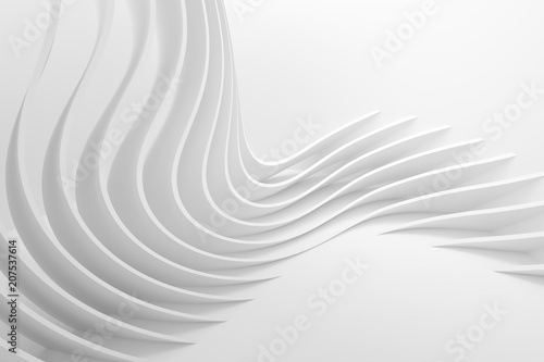 White Wave Background. Abstract Minimal Exterior Design