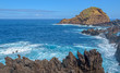 Porto Moniz. The automated Lighthouse in front is situated on the top of 'Ilheu Mole'. Madeira Island, Portugal.