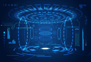 Wall Mural - abstract technology ui futuristic concept hud interface hologram elements of digital data chart, com