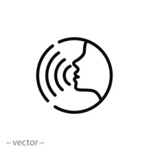 Voice Command With Sound Waves Icon Vector
