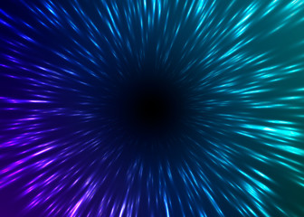 Wall Mural - Vector illustration of faster than light (FTL) interstellar or intergalactic travel. Speed of light and hyperspace.