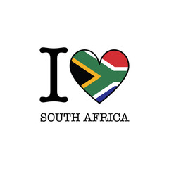 Wall Mural - I love South Africa. Heart shape national country flag icon