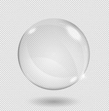 Big white transparent glass sphere with glares and highlights. Transparency only in vector format.